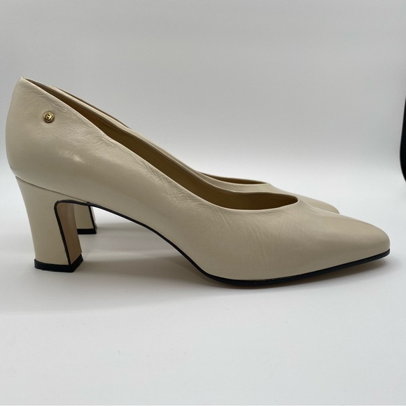 Vtg Etienne Aigner Leather Spain Taylor Classic Pumps Sz 8.5W Cream Block Heel - Picture 6 of 14